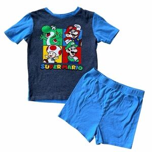 SUPER MARIO Blue Kids Pajama Shorts Set